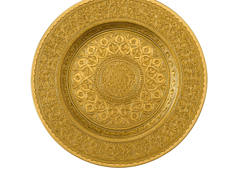 Bajo Plato tallado Dorado